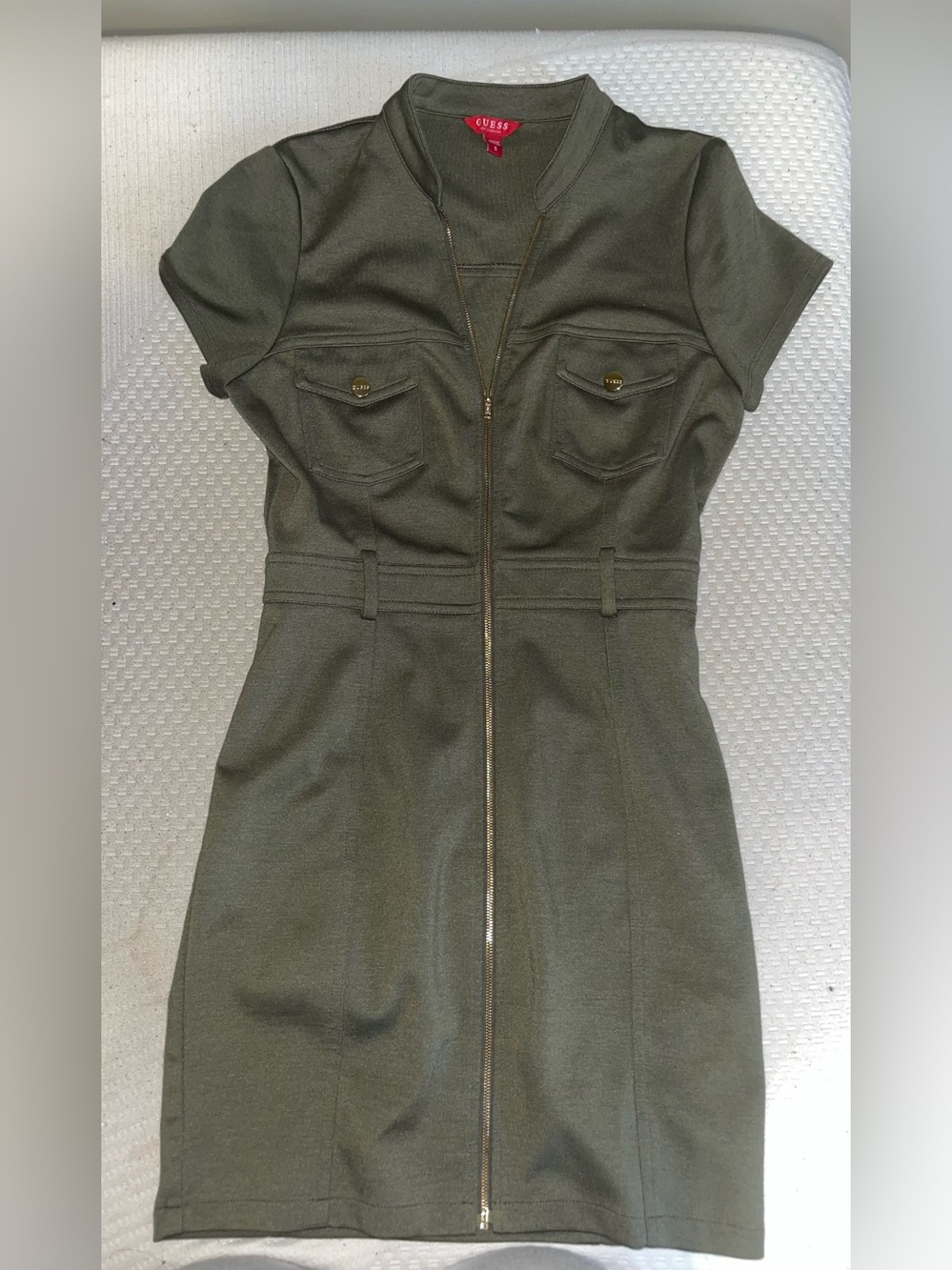 Olive Green Zip-Front Dress